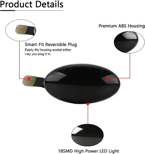 Vista 5 de Gempro - Lámpara intermitente LED con marcador lateral para MINI Cooper R50 R52 R53 2002-2006, para guardabarros delanteros, lente ahumada, 2