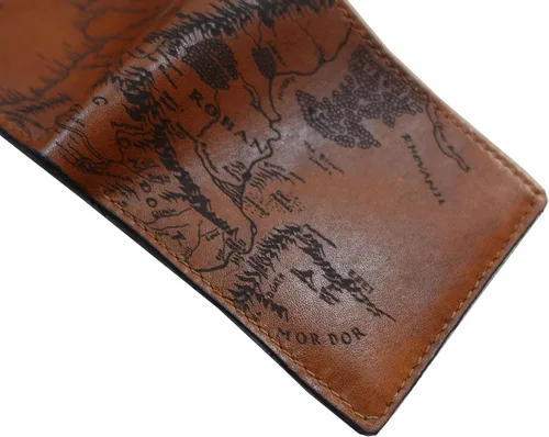 Vista 12 de Billetera vintage hecha a mano para hombre – Cuero auténtico plegable con grabado de mapa, regalo personalizable, Castaño, medio, Billetera plegable
