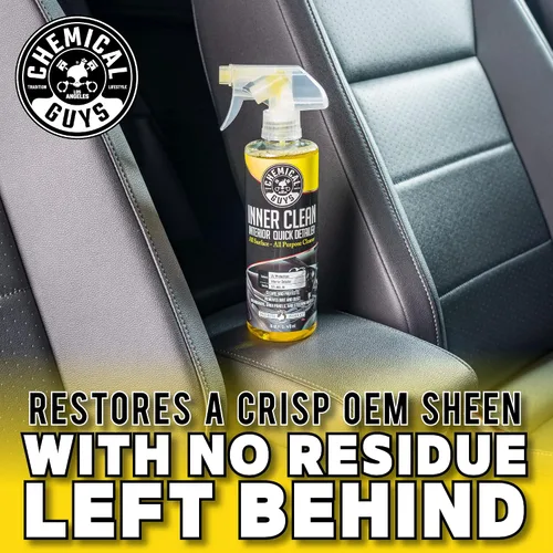 Vista 3 de Chemical Guys SPI_663_16 InnerClean Detallador y protector rápido de interiores (16 fl oz/473 ml), amarillo Spray-and-wipe detailer cleans and