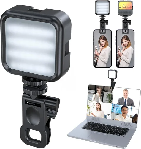 Vista 5 de Pixel Luces de conferencia LED ajustables para selfie, 3 modos de iluminación de video con clip recargable, con cámara frontal de video