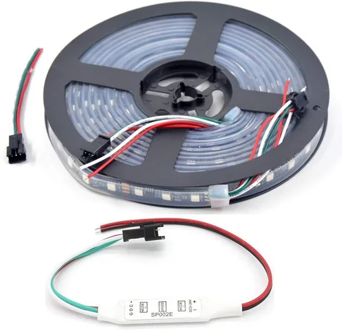 Vista 6 de WS2811 Tira LED 16.4ft 5M 300LEDs WS2811 5050 RGB SMD Digital Dream Color Direccionable Flexible LED Tira de Luz IP30 No Impermeable DC12V con Mini