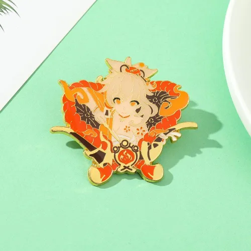 Vista 6 de Genshin Hutao Brooch Pin - Hutao Characters Cosplay Enamel Brooch Lapel Pin - Gift for Fans, Women and Girls