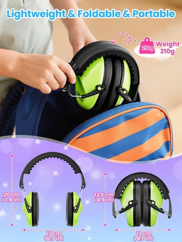 Vista 9 de Dr.meter Orejeras con cancelación de ruido, paquete de 2 auriculares con cancelación de ruido para niños con banda ajustable para la cabeza