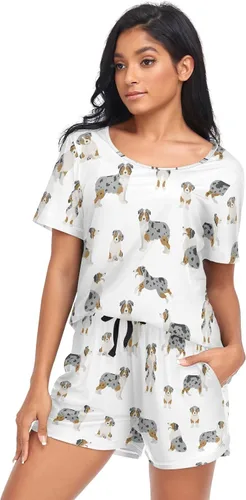 Vista 3 de Ollabaky Conjunto de pijama de perro de animales para mujer, conjunto de pijama de manga corta, conjunto de descanso para mujer Multi 01