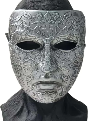 Vista 3 de Máscara de carnaval para mascarada, cosplay, máscara de resina para Halloween, fiesta de baile de disfraces, accesorios Plata -B
