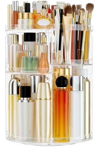 Vista 13 de Organizador de maquillaje giratorio de 360 grados para tocador, organizador de belleza de capacidad extra grande, organizador de perfume DIY