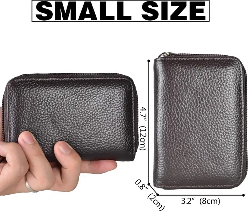 Vista 3 de Easyoulife billetera para tarjetas de crédito de cuero auténtico con espacio para 26 tarjetas