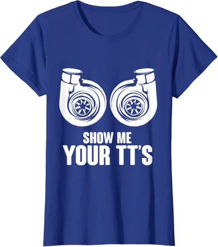Vista 80 de Funny Show Me Your TT's Twin Turbo Car Racing Camiseta, Negro, S