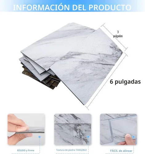 Vista 6 de Art3d Paquete de 102 protectores contra salpicaduras para despegar y pegar Granito blanco