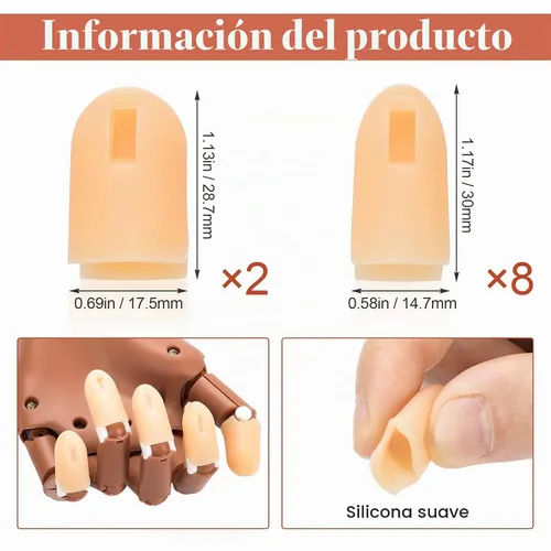 Vista 2 de ANCIRS Paquete de 10 fundas de silicona para dedos de mano falsa, accesorio de repuesto para equipos de arte de uñas
