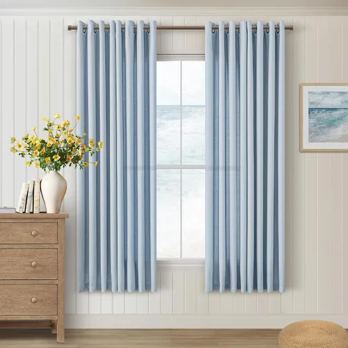 Vista 68 de Cortinas de avena con ojales DUKIYO de 96 pulgadas de largo para sala de estar, comedor, juego de 2 paneles, cortinas de arena y beige