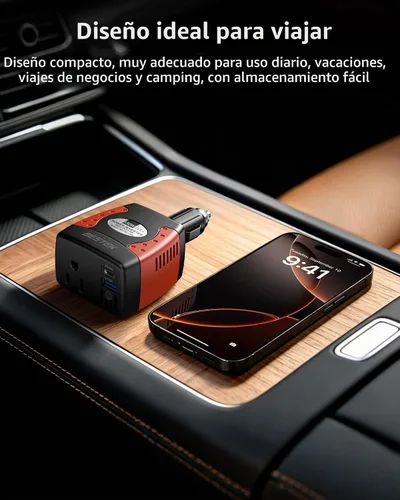 Vista 3 de BESTEK Inversor de corriente de 150 W, convertidor de voltaje de 12 V a 110 V, cargador de coche, adaptador de corriente con puertos de carga USB