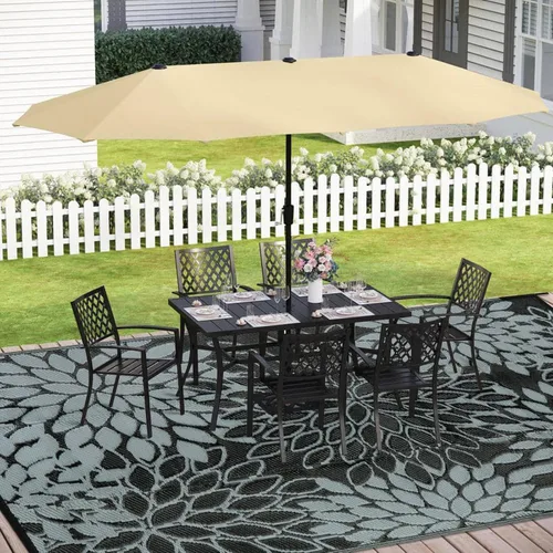 Vista 6 de Anidaroel Alfombra de área para exteriores para patio, 4 x 6 pies, impermeable, reversible, alfombra de paja de plástico para exteriores, alfombra