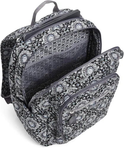Vista 4 de Vera Bradley - Mochila Campus de algodón, para mujer, Medallón de carbón