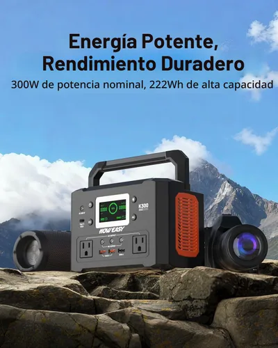 Vista 2 de HOWEASY Estación de energía portátil 300W, 222Wh generador solar Gris