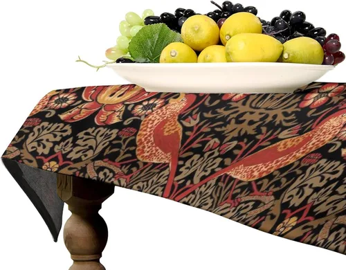 Vista 62 de Mantel Floral Retro de Pájaros, Diseño Original Bohemio William Morris Estampado Cubierta de Mesa para Hogar Picnic Fiesta Comedor Cocina William