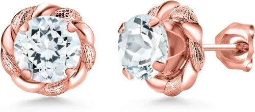 Vista 134 de Gem Stone King Aretes de plata de ley 925 de 0.236 in con piedra natal redonda para mujer