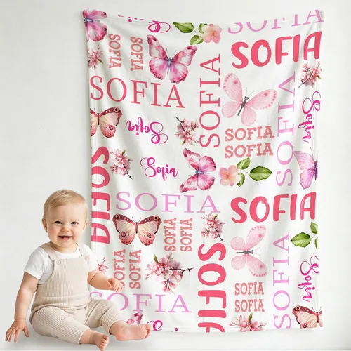 Vista 9 de Pindola Manta con nombre personalizado para bebés, adultos, niñas, niños, mujeres y hombres, diseño de manta con monograma personalizada, regalos
