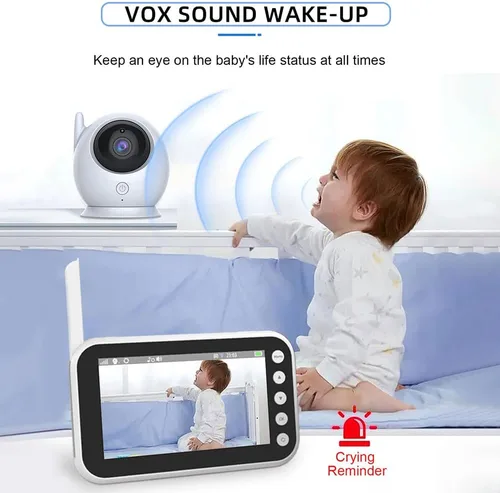 Vista 7 de Matybobe Monitor de bebé WiFi con cámara y audio-4.3 pulgadas pantalla LCD monitor de video con cámara 720P, video de 2 vías, detección