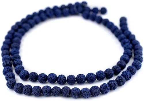 Vista 3 de TheBeadChest Cuentas de lava volcánica azul índigo (0.315 in)