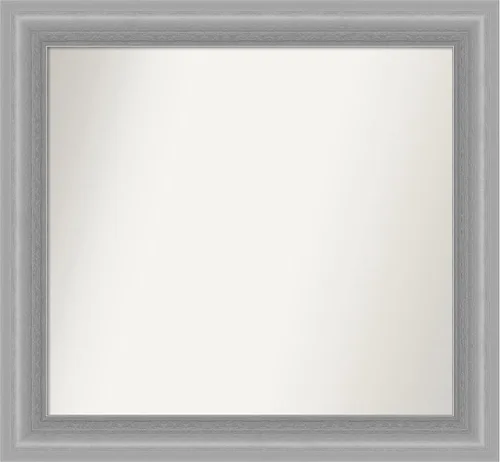 Vista 76 de Amanti Art Espejo de baño plateado para sobre el fregadero, 24 x 24 pulgadas, espejo cuadrado de peltre forjado a medida, marco de madera casual