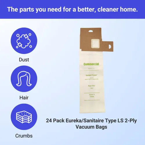 Vista 2 de VacBagsUSA Paquete de 6 bolsas de repuesto tipo LS de microfiltración para aspiradora Eureka Sanitaire Style LS, Compatible con modelos SC5713