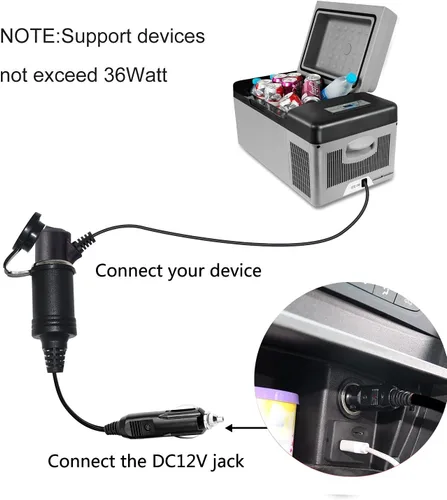Vista 9 de Cable de extensión para encendedor de cigarrillos de 12 V, 12 pies, cargador de automóvil, enchufe macho a enchufe hembra, cable de extensión