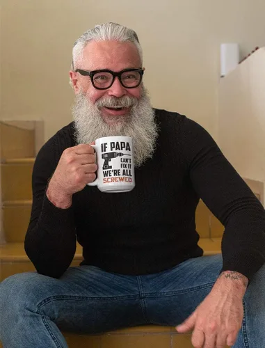 Vista 2 de Tstars Taza de cerámica para papá de parte de la hija, hijo, día del padre, tazas de café divertidas para papás, 15 onzas, color blanco