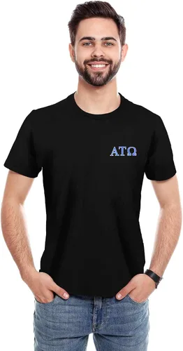 Vista 3 de DALIX Alpha Tau Omega - Camiseta con letras griegas bordadas para hombre
