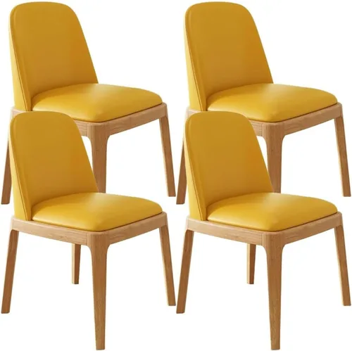 Vista 21 de Juego de 2/4 sillas de comedor, sillas de comedor de madera, silla tapizada para sala de estar, silla de vestíbulo sin brazos con respaldo curvo