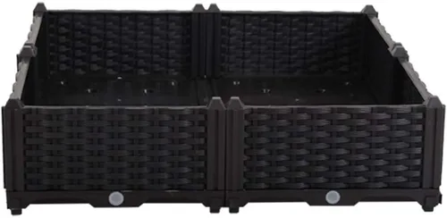 Vista 26 de BAOYOUNI - Juego de jardinera cuadrada para interiores o exteriores, maceta de plástico, caja de cultivo para verduras frescas, hierbas, flores