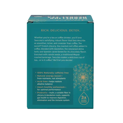Vista 8 de Teeccino Té de hierbas de diente de león, té tostado oscuro de diente de león, 10 bolsas de té, sin cafeína, té de hierbas tostadas con prebióticos