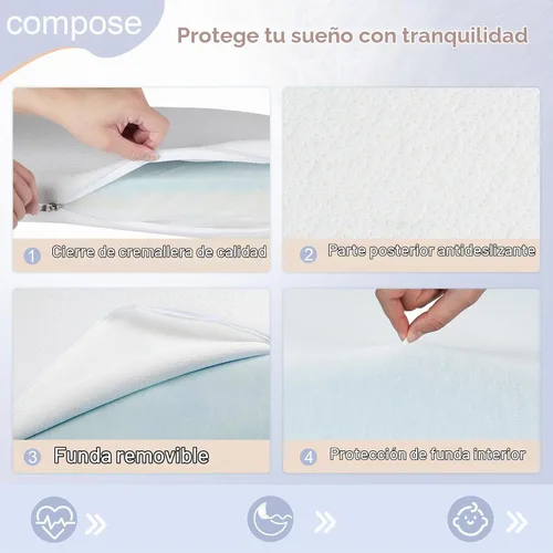 Vista 4 de Almohadilla de colchón para moisés de bebé NeoBorn, de 61 cm x 52.8 cm, colchón de espuma de memoria con gel de confort de doble cara con funda