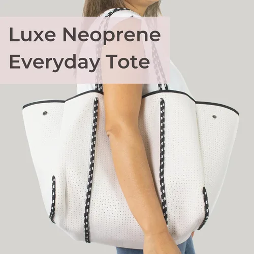 Vista 2 de POPUPS Bolso grande de neopreno para mujer - Bolso de mano de diseñador para todos los días, para el trabajo, la playa y viajes con bolsillos