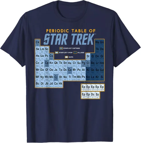 Vista 23 de Star Trek Camiseta de mesa periódica de la serie original, Negro, S