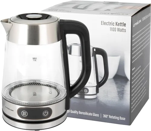 Vista 10 de Hervidor eléctrico Epsilon 1100W - 1.7L, tetera eléctrica con protección contra secado y apagado automático, tetera eléctrica de hervido rápido