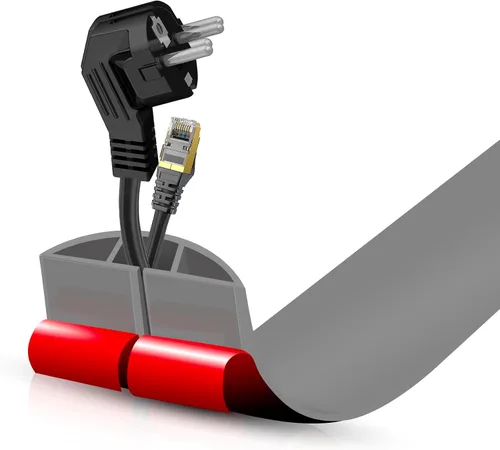 Vista 19 de Cubierta autoadhesiva para cables de suelo, gestión de cables de 3.3 pies, protector de tira de extensión para cables, evita tropiezos de cables