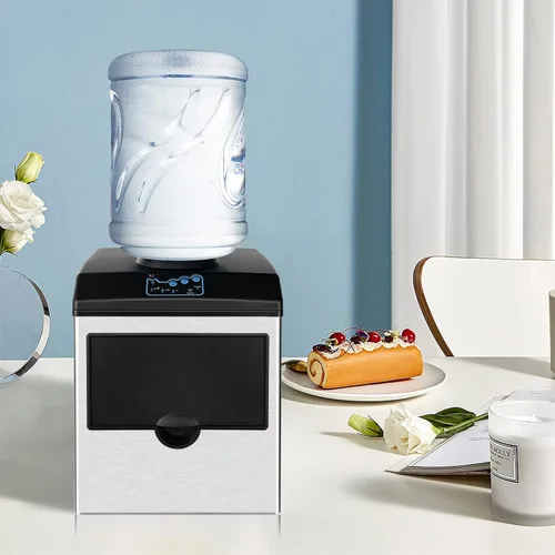 Vista 7 de PETSITE Dispensador de agua 2 en 1 para máquina de hielo, máquina electrónica portátil con dispensador de enfriador de agua, 48 libras/día, cubo