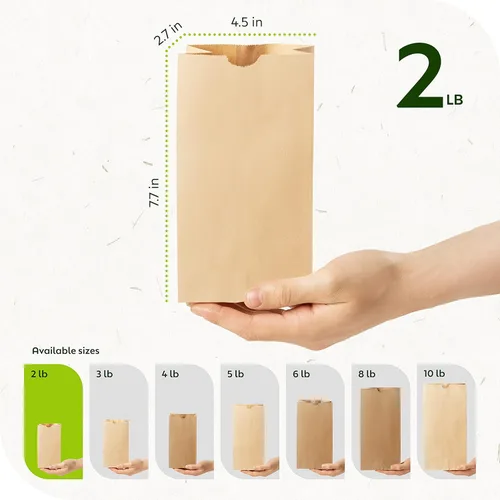 Vista 6 de Culinware Bolsas de papel kraft de 2 libras, bolsas de papel marrón duraderas para aperitivos, sándwich, pasteles, palomitas de maíz, comestibles