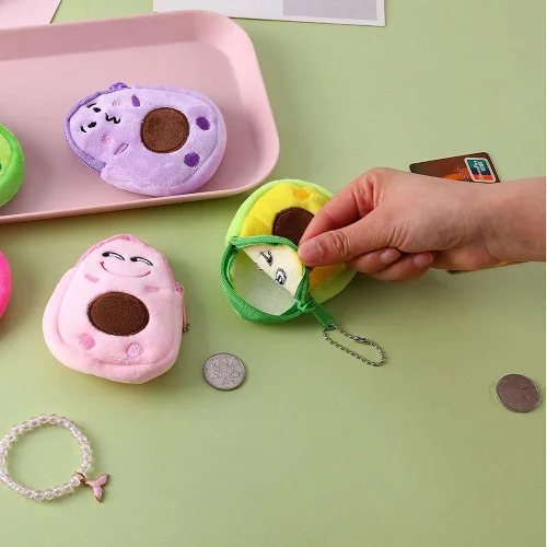 Vista 7 de Monederos de felpa a la moda para niños pequeños monederos de peluche de aguacate lindo bolso de mano para mujeres niños y niñas mini bolso de mano