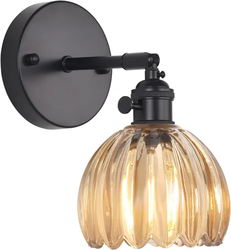 Vista 47 de Shenmoyl Aplique de pared vintage a pilas con bonita pantalla de vidrio de tulipán blanco, inalámbrico, recargable, luz de pared funciona