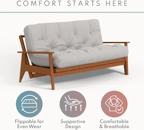 Vista 5 de Royal Sleep Products by The Futon Factory - Colchón futón de espuma de 8 pulgadas, tela negra sólida, tamaño Twin, espumas certificadas CertiPUR