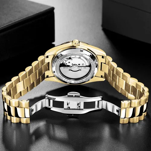 Vista 6 de CADISEN Reloj mecánico automático de acero inoxidable de lujo de marca impermeable de 328.1 ft para hombre de diseño H0mage