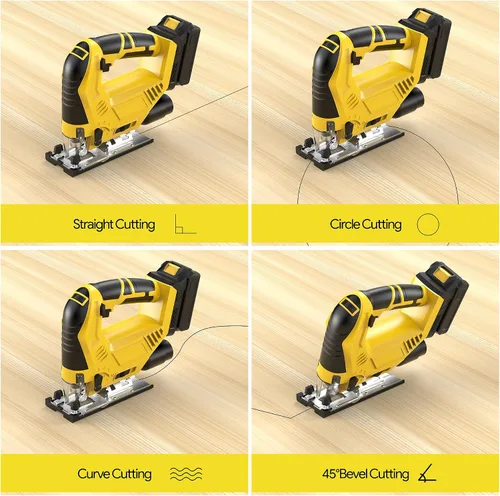 Vista 5 de Sierra de calar inalámbrica compatible con batería Dewalt de 20 V Max (sin batería), sin escobillas, velocidad variable, cortes biselados de 45°, 3