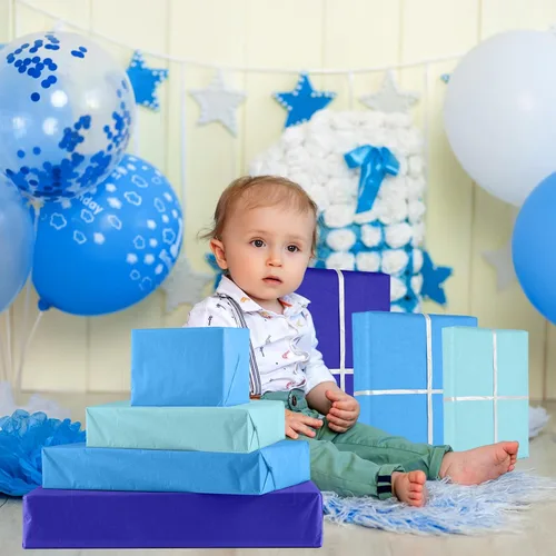 Vista 6 de NEBURORA Juego de Papel de Regalo Azul Surtido de 60 Hojas Papel de Seda para Envolver 3 Colores para Regalos de Bricolaje Embalaje Pascua Baby