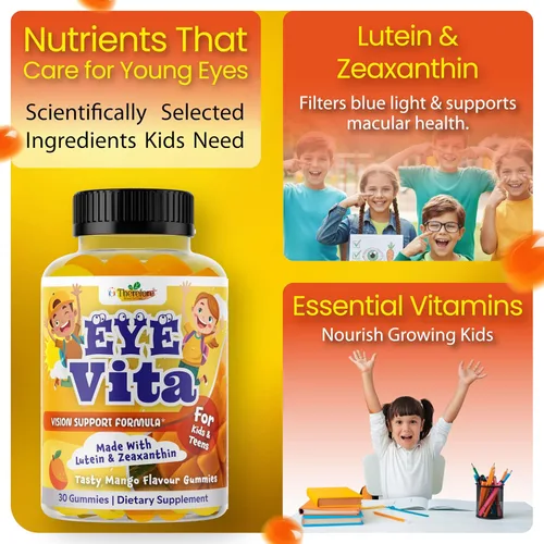 Vista 5 de Vitaminas para los ojos para niños, gomitas de salud ocular para niños y adolescentes, gomitas de luteína de 12 mg con zeaxantina, 30 gomitas