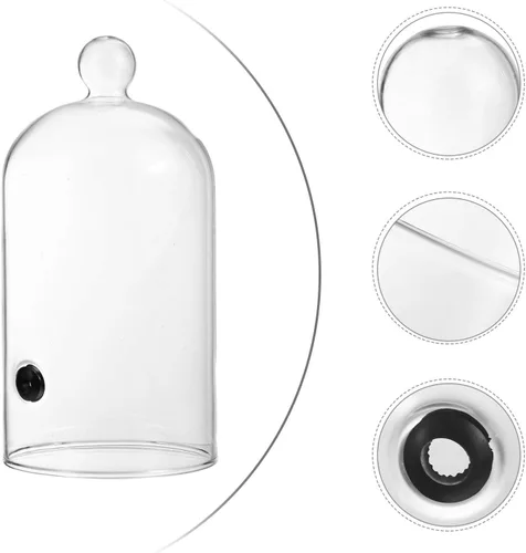 Vista 8 de Cabilock Cubierta protectora de 4.3 pulgadas para pasteles, pan, cúpula de cristal resistente al calor para hogar, cocina, fiesta, exhibición