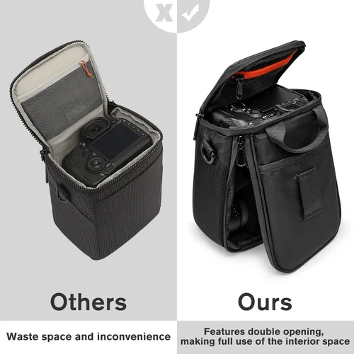 Vista 6 de S-ZONE - Bolsa impermeable para cámara con inserto para lentes, estuche cúbico compatible con Nikon, Canon