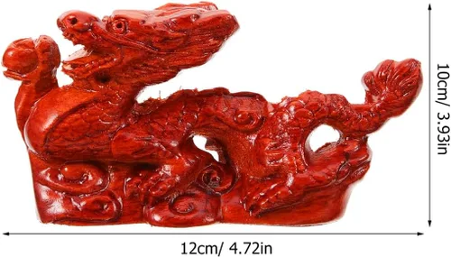 Vista 2 de BESTOYARD Estatua de dragón chino Fengshui, figura de dragón de madera de 4.7 in, figura de animal del zodiaco 2024 Año del Dragón, decoración