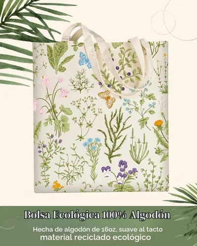 Vista 5 de AUSVKAI Bolsa de lona estética para mujer, lindas bolsas de algodón reutilizables de tela para la universidad, compras, playa, comestibles, regalos